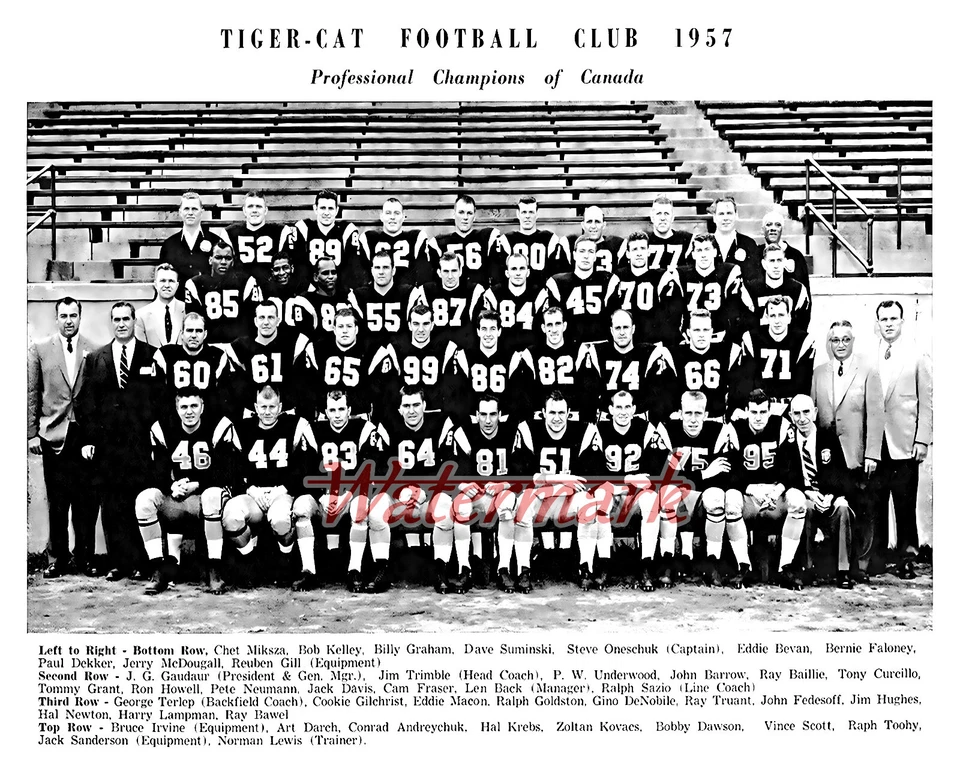 CFL 57 Grey Cup Champion Hamilton Tiger Cats Team Pic with Names  8 X 10 Photo - Image 1 of 1