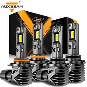 AUXBEAM LED Headlight 4 Bulbs 9005 9006 Combo Set White Plug Play 25000LM 6500K - Picture 1 of 12