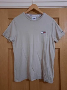 Tommy Jeans Men's T-Shirt - Cream/Beige - UK Medium - Picture 1 of 9
