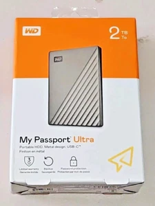 WD My Passport Ultra 2TB Portable External Hard Drive, Silver WDBC3C0020BSL-WESN - Afbeelding 1 van 14