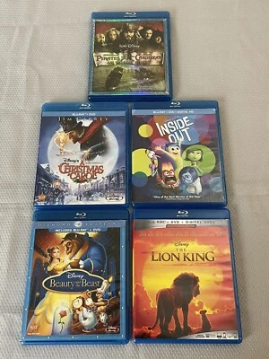 Disney Blu-Ray Lot LION KING BEAUTY & BEAST INSIDE OUT XMAS CAROL PIRATES LOOK!! - Image 1 of 4