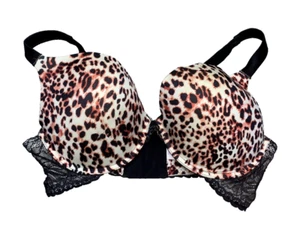 JoySpun Women's Bra 38DD Cheetah Print Wide Straps Multi-Clasp Underwire Lacey - Picture 1 of 12