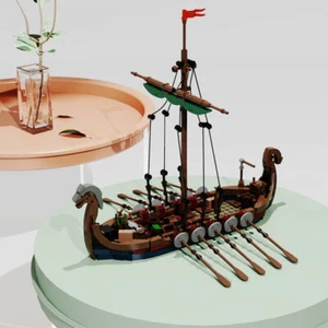 Juego de bloques de construcción Viking Longship sin usar, modelo de barco de juguete educativo - Imagen 1 de 10