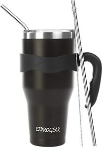 40 oz Stainless Steel Large Tumbler Double Wall Insulated Mug w/ Straws & Handle