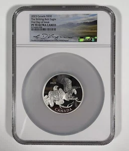 2023 Canada $30, 2 Ounce Striking Bald Eagle NGC Pf 70 Ucam FDOI Designer Sig - Picture 1 of 6