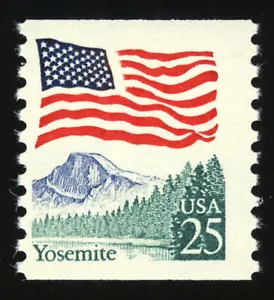 US #2280d 25 ¢ Flagge über Yosemite ungekennzeichnet Fehler Kennzeichnung ausgelassen fein + neuwertig neuwertig - Bild 1 von 1