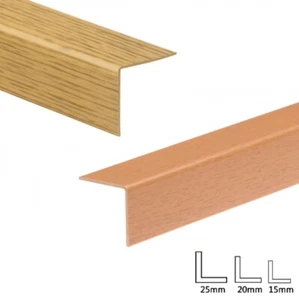 Borde de esquina de plástico efecto madera - Recorte de ángulo rígido de PVC haya y roble 1 metro - Imagen 1 de 11