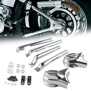 Chrome Rear Phantom Swingarm Axle Covers Kit For Harley Softail FXST FXSTC FLSTC - Picture 1 of 8