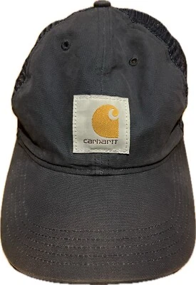 Boné Carhartt ajustável lona frente malha encaixe traseiro desbotado azul desgastado - Imagem 1 de 4