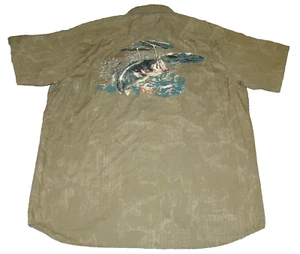 Camisa De Colección Pelirroja Para Hombres XL 2XL Pesca de Lubina Estampado Gráfico Manga Corta Botón - Imagen 1 de 6