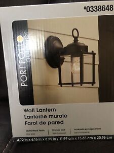 Portfolio Outdoor Wall Lantern (Matte Black Finish and Clear Glass)