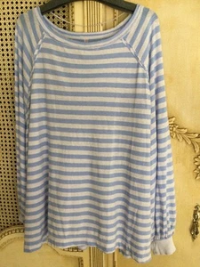 NWT Free People Movement Woman Cotton Long sleeve Top Tee Blue/White Size L - Picture 1 of 24