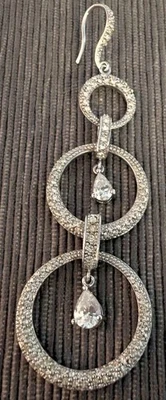华丽 Nadri 枝形吊灯圆形人造钻石石长耳环婚礼  — 第 1/4 张图片