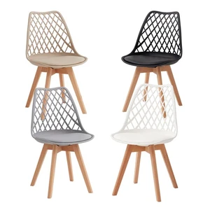 4er Set Modern Esszimmerstühle Küchenstuhl Netz Gepolsterte Buche Massiv-Holz - Bild 1 von 18