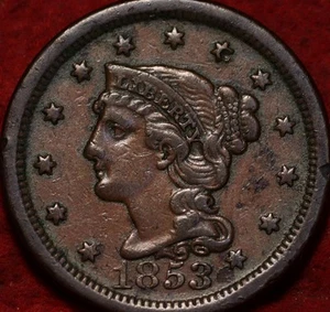 1853 Philadelphia Mint Copper Braided Hair Large Cent - Picture 1 of 2