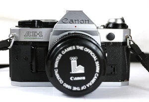Canon AE-1 Program SLR 35mm Camera Good Working with FD 50mm Prim Lens - Picture 1 of 17