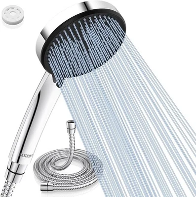 Duschkopf mit 5 Strahlarten mit 𝟮M Premium Schlauch Handbrause Silber - Bild 1 von 4