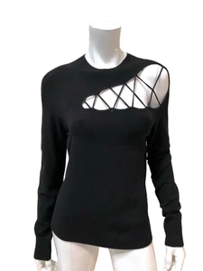 Alberto Makali neu mit Etikett Damen einfarbig schwarz Rippstrick Medium Pullover Oberteil NEU - Bild 1 von 7