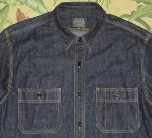 Vtg J CREW Denim Long Sleeve Heavy Weight Work Shirt Medium - Picture 1 of 5