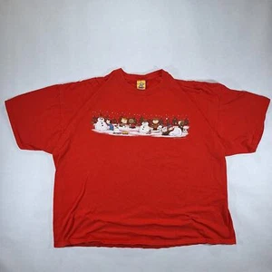 Vintage Peanuts Charlie Brown Snoopy Christmas Men's 3XL Red Crew Neck T-Shirt - Picture 1 of 14