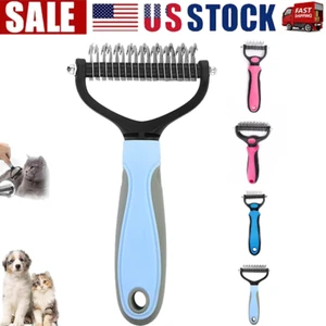 Spazzola per cani 2 lati per spargimento dematting toelettatura animali domestici pelo gatto sottopelo rastrello pettine - Foto 1 di 23