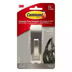 Command Large Modern Reflections Hook, Brushed Nickel - 5 lb (2.27 kg) - Picture 1 of 1