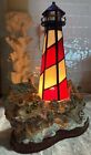 Light House Glass Decor Light Wood Stained Glass Light With Scenery.