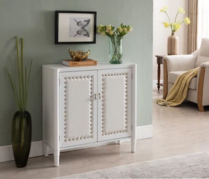 Kings Brand Furniture - 2 Door Entryway Console Table Accent Cabinet, White - Picture 1 of 7