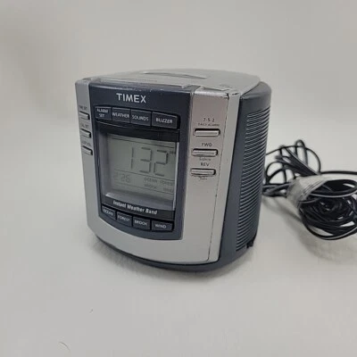 TIMEX T150G Clock Radio and Weather Gray Silver - Tested - Image 1 of 4