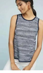 Anthropologie Vanessa Virginia blau Strick Streifen Tank Top Größe Large L - Bild 1 von 11