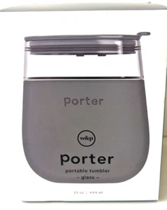 Neu im Karton W&P Porter To-Go tragbarer Becher Glas/Silikon anthrazitgrau 15 Unzen Markenware - Bild 1 von 8