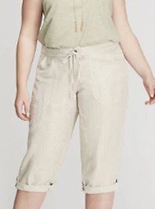 Lane Bryant Khaki Gold Linen Capri Pants Womens Plus Size 14/16 18/20 22/24 NWT - Picture 1 of 10
