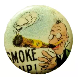 Antique RUBE GOLDBERG Comic SMOKE UP ! Pin Button Pinback Celluloid c 1910 - Picture 1 of 4