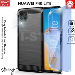 CUSTODIA per HUAWEI P40 LITE Tpu Cover CARBON FIBER armor + Pellicola VETRO - Foto 1 di 9