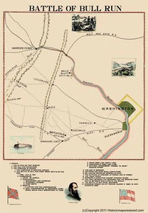 Historical Civil War Map - Bull Run Battle - 1898 - 23 x 33.19 - Picture 1 of 20