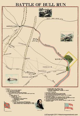 Historical Civil War Map - Bull Run Battle - 1898 - 23 x 33.19 - Image 1 of 4