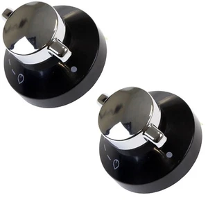 2 X Stoves Oven Gas Control Knobs Hob Cooker Flame Switch Chrome Black Silver - Picture 1 of 6