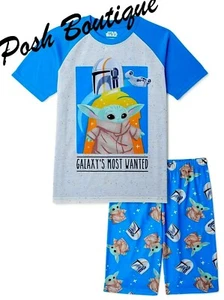 Baby Yoda Pajamas Star Wars Boy Girl Shorts T Shirt Set 4 6 8 10 12 Mandalorian - Picture 1 of 4