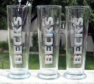 3 New 16 oz Becks Beer Tall Glasses 0,4l Germany - Picture 1 of 2