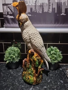 Vintage Majolica Life size Ceramic Cockatoo Statue - Picture 1 of 24