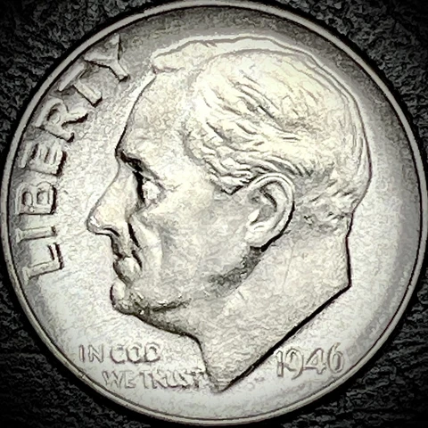 1946 D Roosevelt Dime - Unc - 90% Silver 10C Cover
