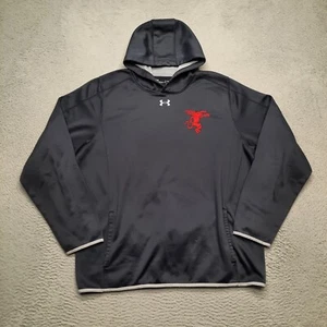 Under Armour Fireball Whiskey Hoodie Men’s Size XL Black Red Pullover Sweatshirt - Picture 1 of 9