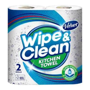 Velvet 20 x 75 Sheet Pack Wipe & Clean Kitchen Roll Towel Tissue Super Strong - Picture 1 of 2