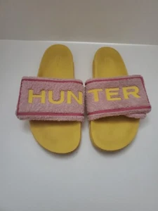 Hunter Original Terry Towelling Logo Slides Women's Slip-on Sandals. #F2 - Picture 1 of 4