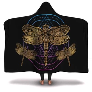 Dragonfly Hooded Blanket For Children And Adults - Dragonfly Lover Blanket - Picture 1 of 11