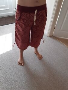 Harem pants unworn orange pattern tie with elast. waist short leg