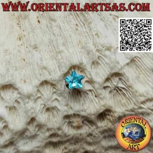 Mini orecchino in argento 925‰ zircone celeste sfaccettato incastonato (stella) - Foto 1 di 3