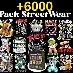 +6000 Latest Streetwear Bundle | AI,PNG,SVG Tshirt Bundle | T-Shirt Print Design - Picture 1 of 9