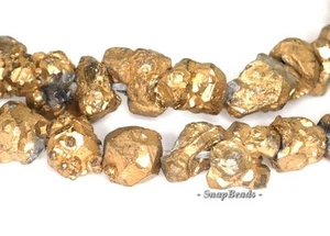 GOLD NUGGET HONEY CITRINE NATURAL GEMSTONE RUGGED PEBBLE 8x6 MM BEADS 16inch - Picture 1 of 1