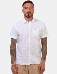 SUN68 UOMO CAMICIA MANICHE CORTE LINO art. S35123 mod. SHIRT LINEN BEACH S/S25 - Picture 1 of 20